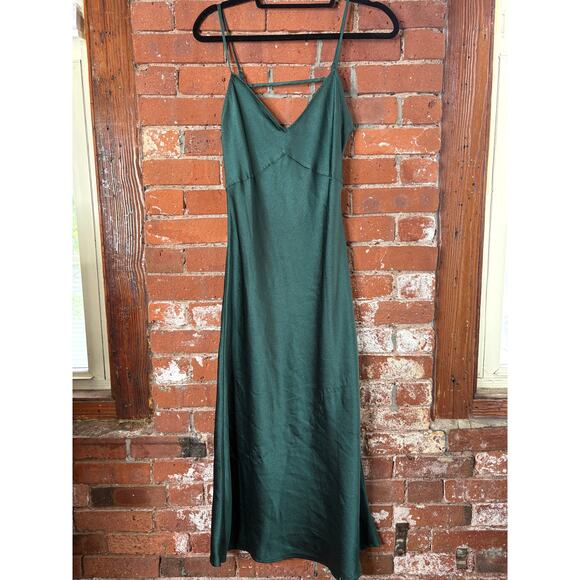 Free People Intimately Midi Emerald Slip Dress Sz S Evergreen - Picture 1 of 8